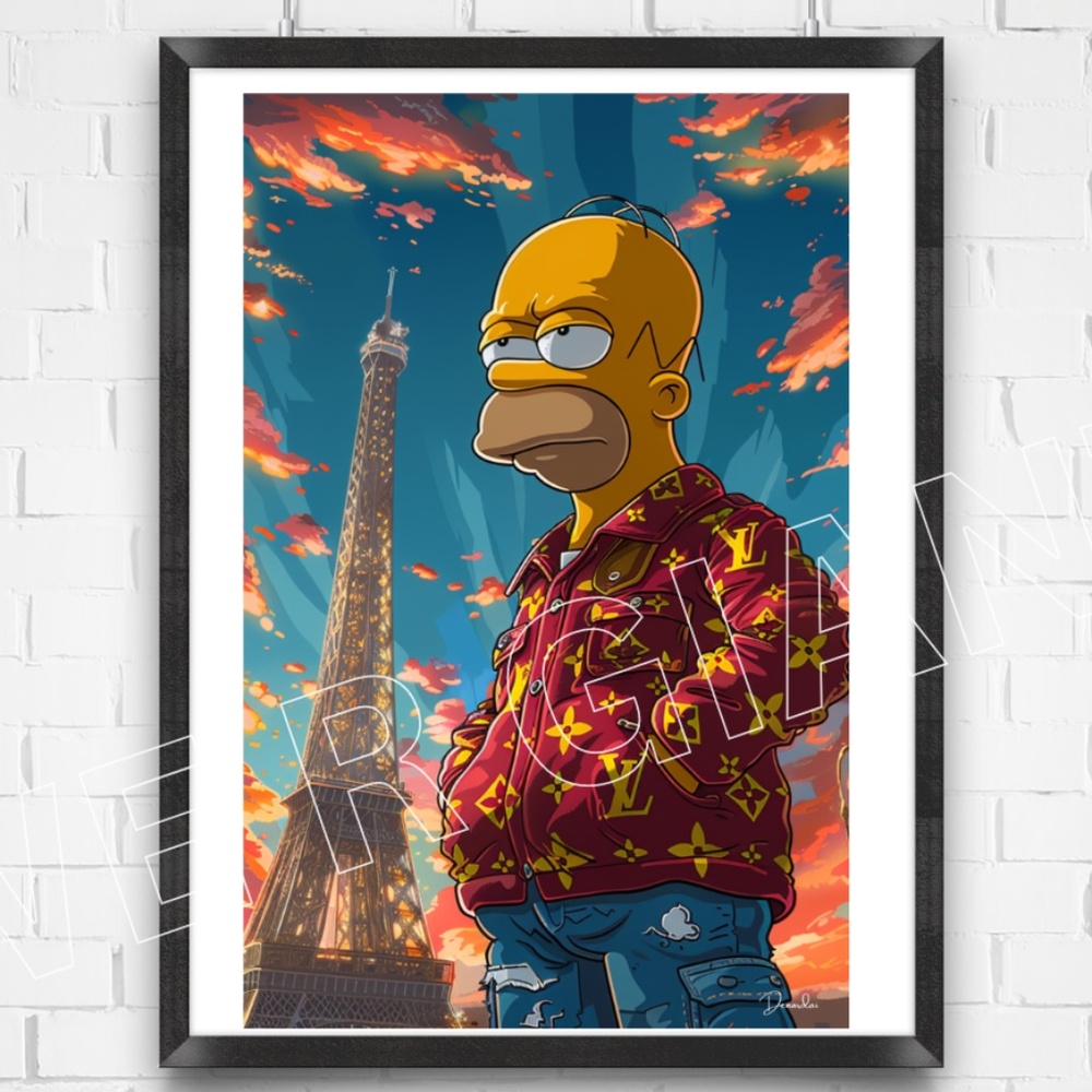 LOUIS VUITTON X HOMER SIMPSON POSTER 11X17 PRINT WALL DECOR WALL ART BY DENARDAI